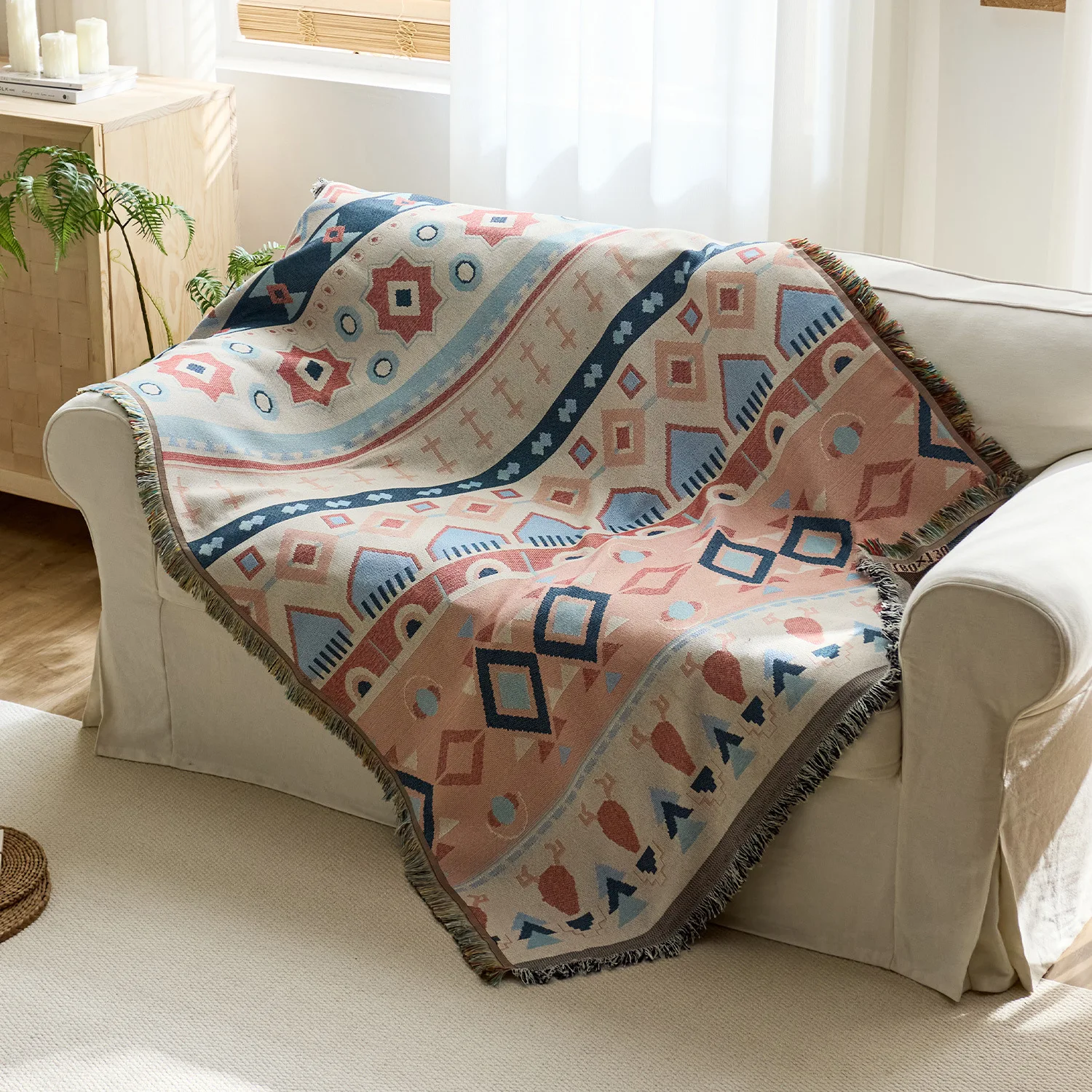 YFY sofa cover ethnic style geometric cotton yarn fringed sofa cover all-inclusive cover towel sofa cushion for all seasons