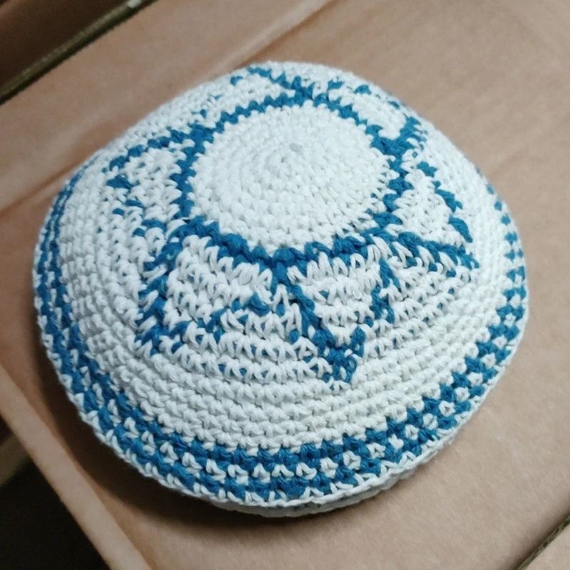 Stylish White Kippah Hat Breathable Cotton Jewish for Religious Ceremonies