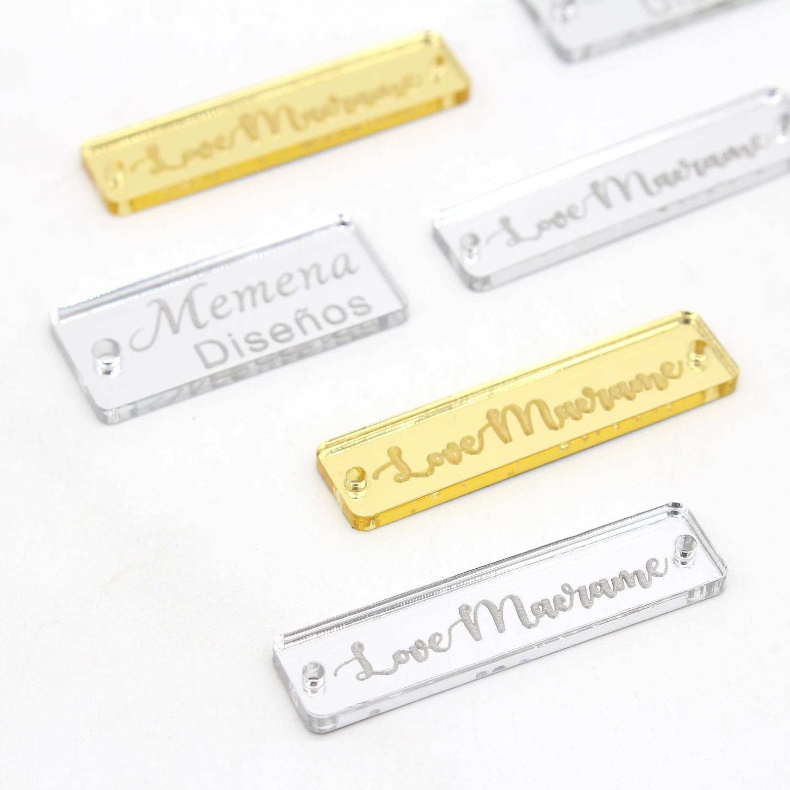 20/50/100pcs Personalised Button Tag for Crafters,Engraved Wood Button,Mirror or Acrylic Tag for Gifting,Product Label,Handmade