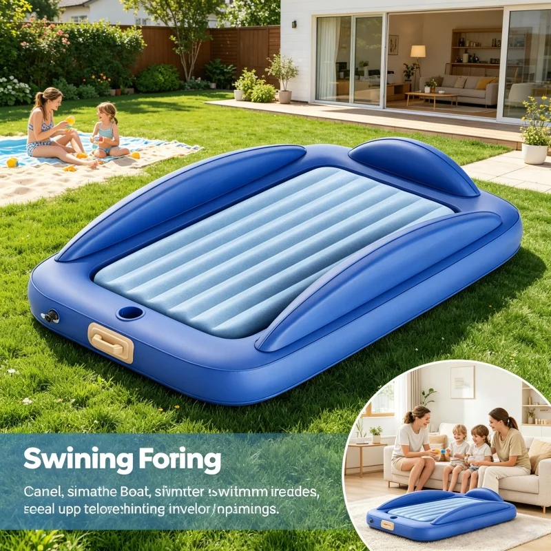 Children's Inflatable Travel Bed - Inflatable Toddler Mattress with Safety Side Rail, Widened, Suitable for Outdoor and Home Use