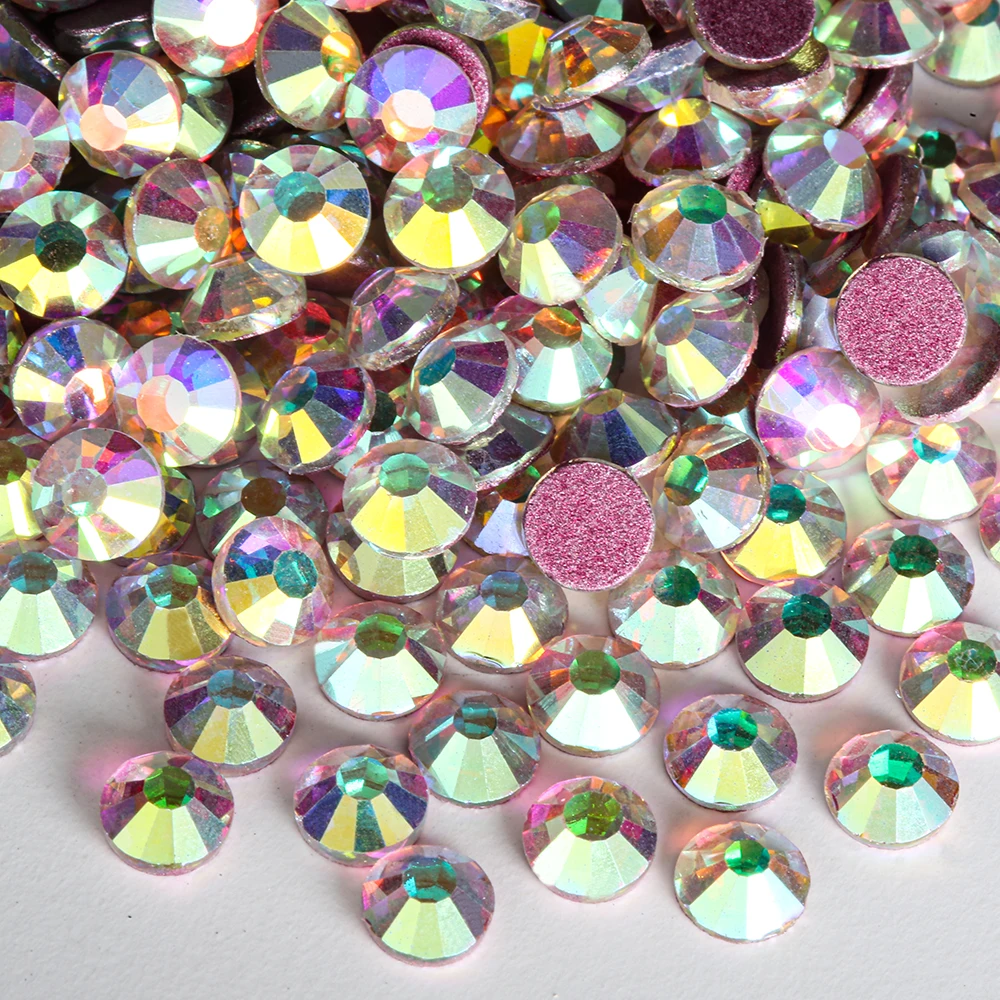 MollBii سلسلة بيضاء SS3-SS30 أحجار الراين غير الإصلاحية فائقة الجودة بريق الأحجار الكريمة المسطحة لملحقات الأظافر عمليات تجميل الأظافر