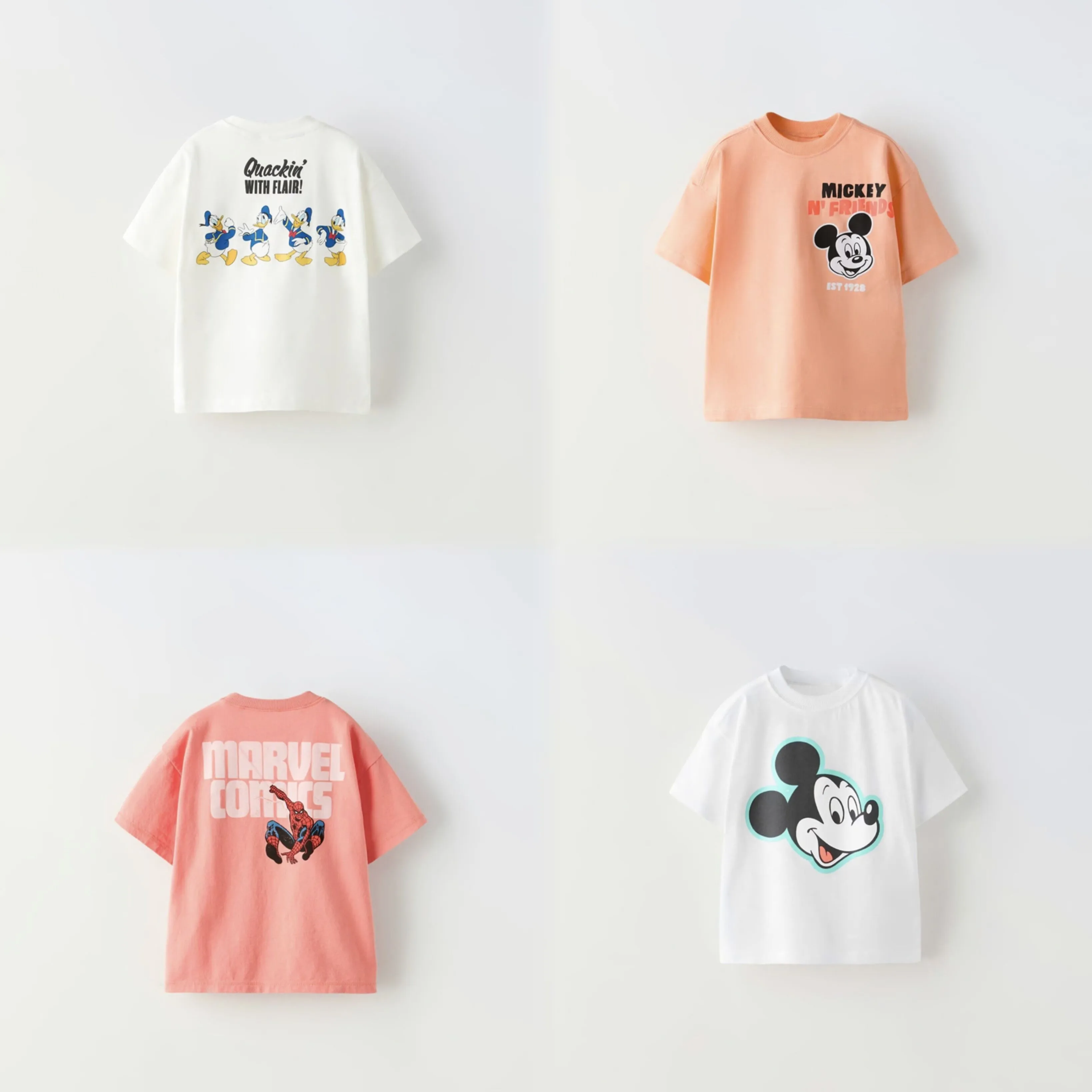 Baby Tees Toddler Cartoon Fashion Casual T-shirt Crewneck Pullover Base Shirt New Summer Boys Girls Mickey Print Tops Costume