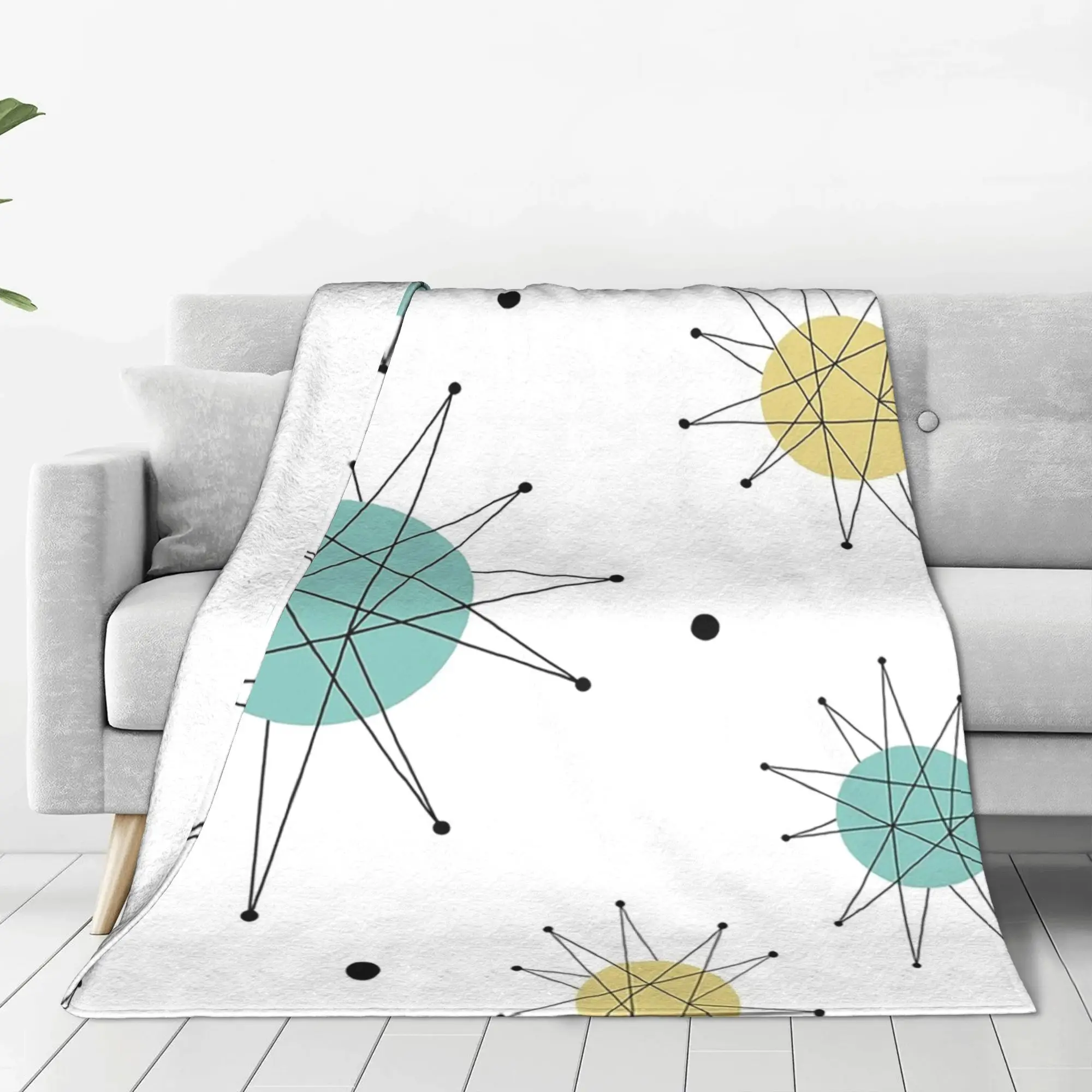 Franciscan Starburst Mid Century Atomic Age  Blanket Flannel Sofa Throw Blanket for Home Bedroom Outdoor Throws Bedspread Quilt