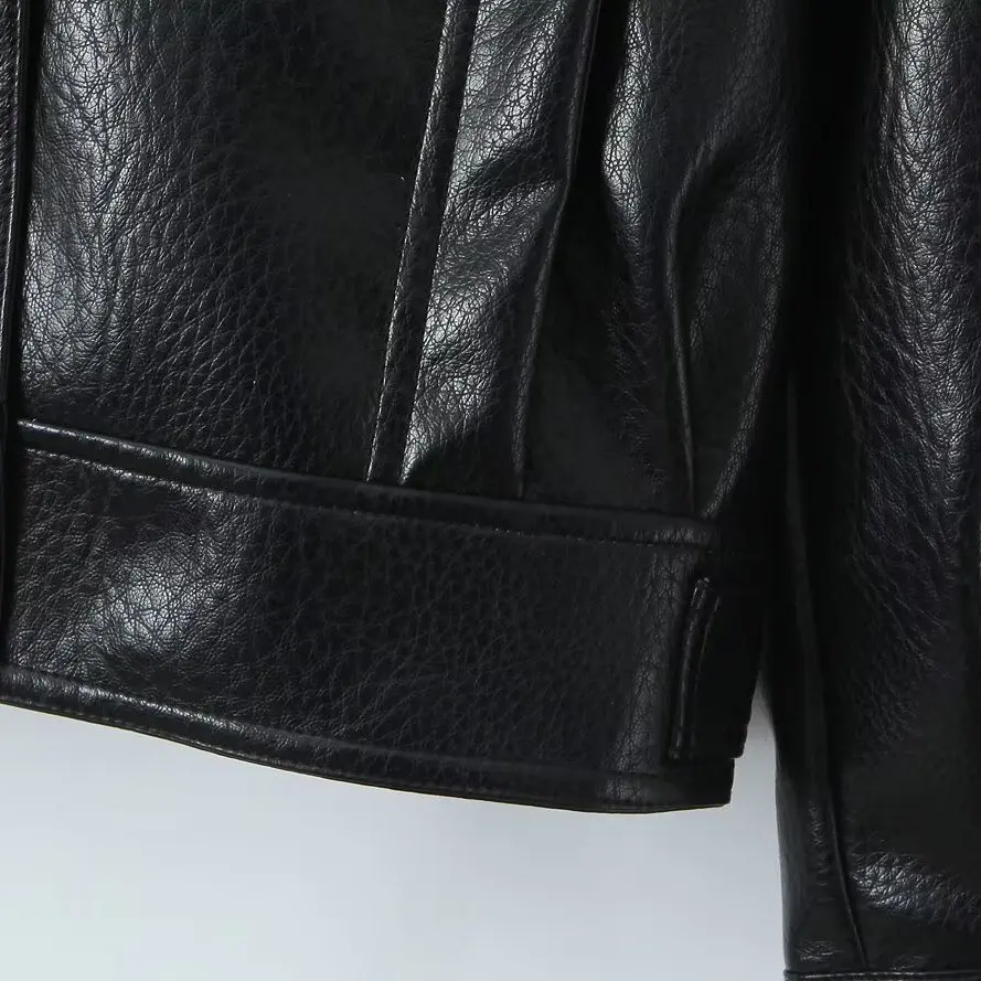 Giacca Casual da Donna in Pelle PU alla Moda H2764, Cappotto Corto Versatile con Cerniera per Giovani Donne, Collezione Autunnale