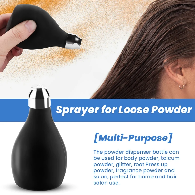 زجاجة رذاذ مسحوق، موزع مسحوق سيليكون قابل لإعادة الملء حاوية مسحوق فارغة للحلاق، بخاخ مسحوق أسود متين لـ Lo #5