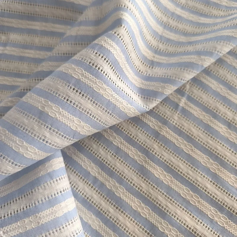 Korean Style Striped Openwork 100% Cotton Fabric for DIY Doll Clothing Children Dress Spring Summer Sewing Craft Material view 4