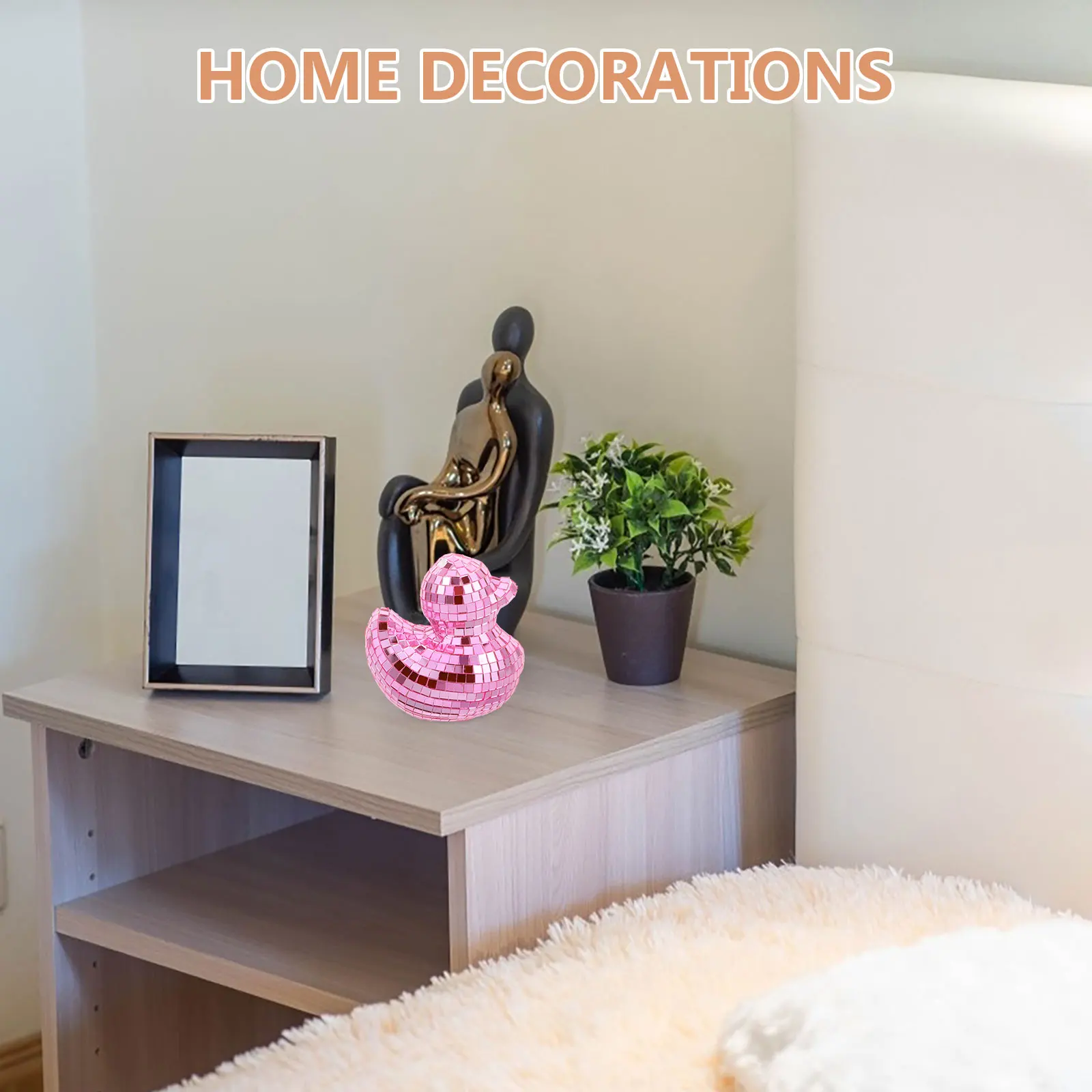 

Ornament Reflective Glass Sculpture Home Decor Bedroom Living Room Kids Room Table Decoration Gift Duck Shaped Disco