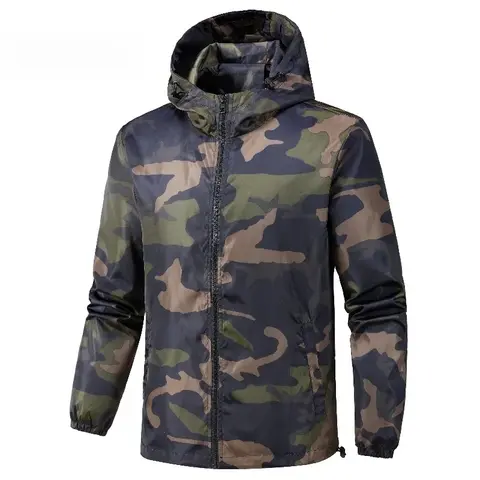 Spring Autumn Jackets for Men Military Tactical Camouflage Hiking Hooded Coats Man Casual Thin Loose Breathable Men Jackets