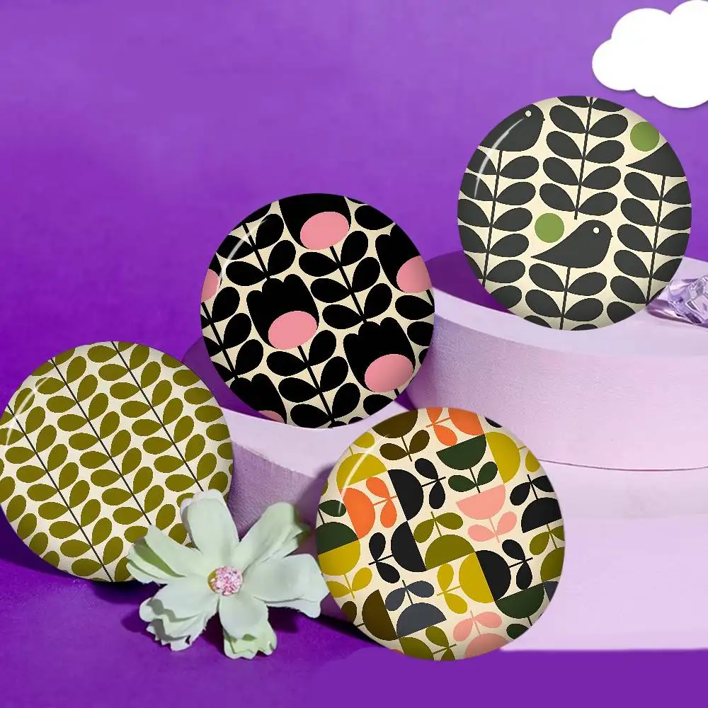 Art O-Orla Kiely Flower Round Button Pins Slogan Creative Brooches Backpack Clothes Decoration Fashion Cartoon Jewelry Gifts
