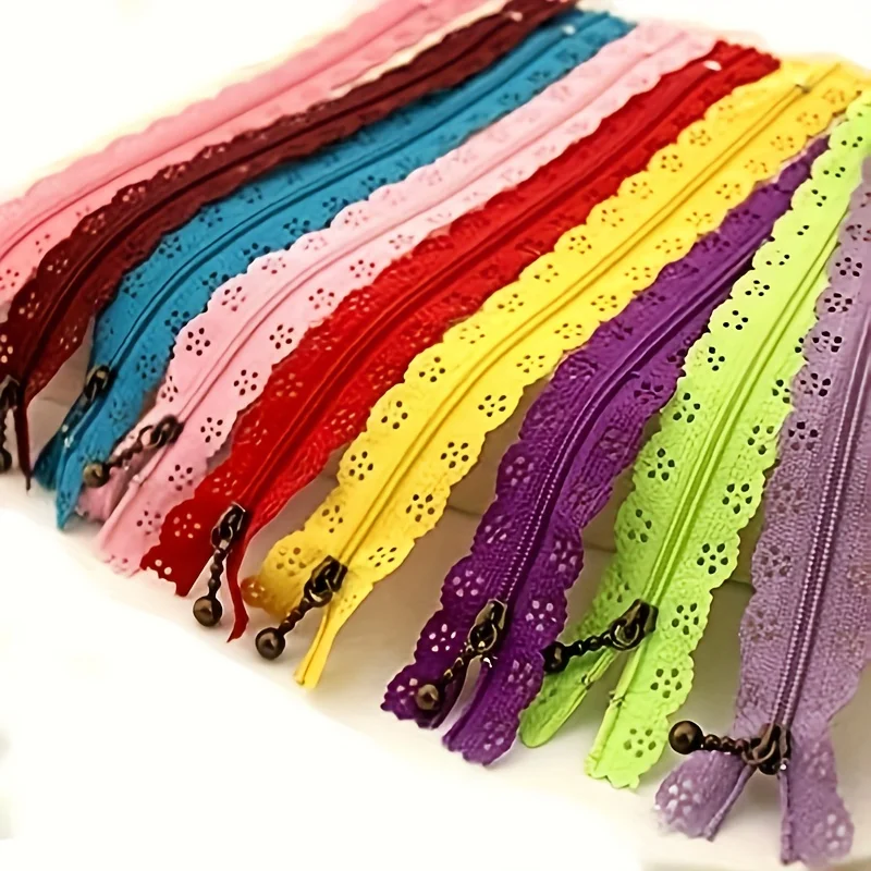 50pcs 3# 20-50cm Lace Nylon Zipper Close End Coil Zip Decor Bags Home Textile Garment Zips Repair Kit DIY Sewing Accessories