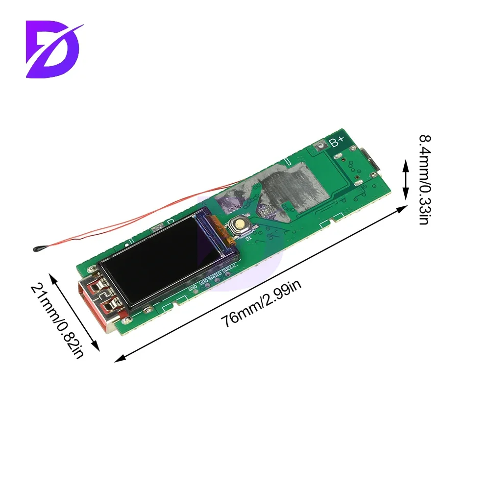22.5W Fast Charging Module 0.96inch TFT Color Screen Digital Display DIY Power Bank Kit Battery Case Mini Compact Portable Power
