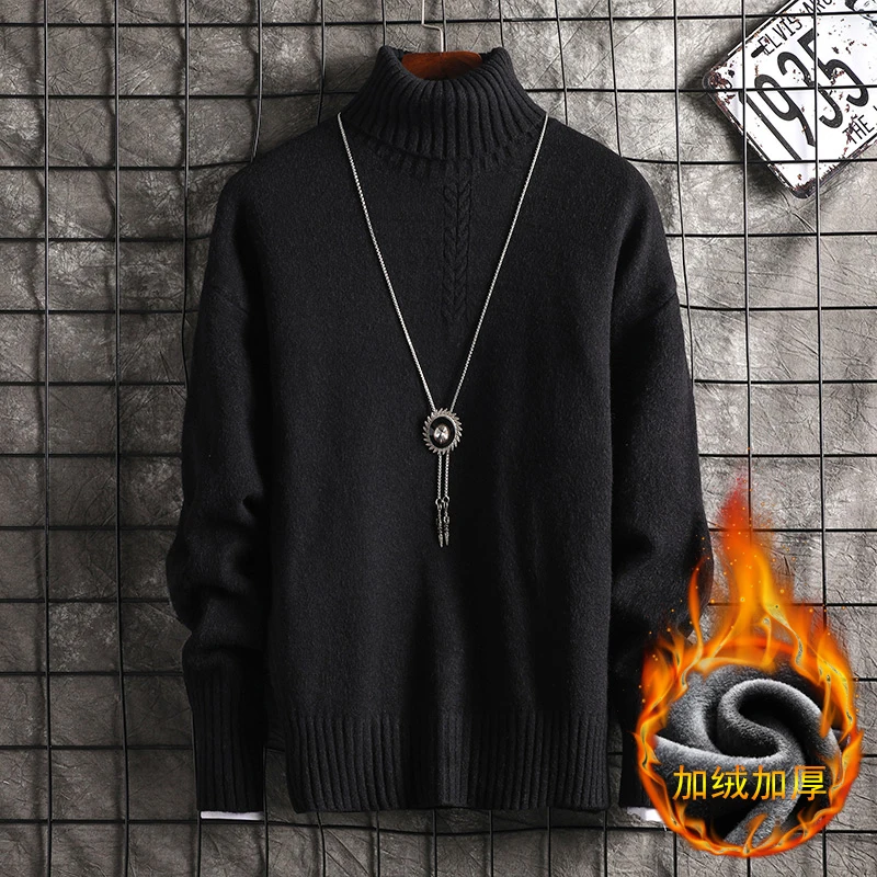 

Turtleneck Sweater Men Cashmere Pullover Men Fashion Knit Loose Mens Sweaters Harajuku Streetwear Soft Warm Pull Homme