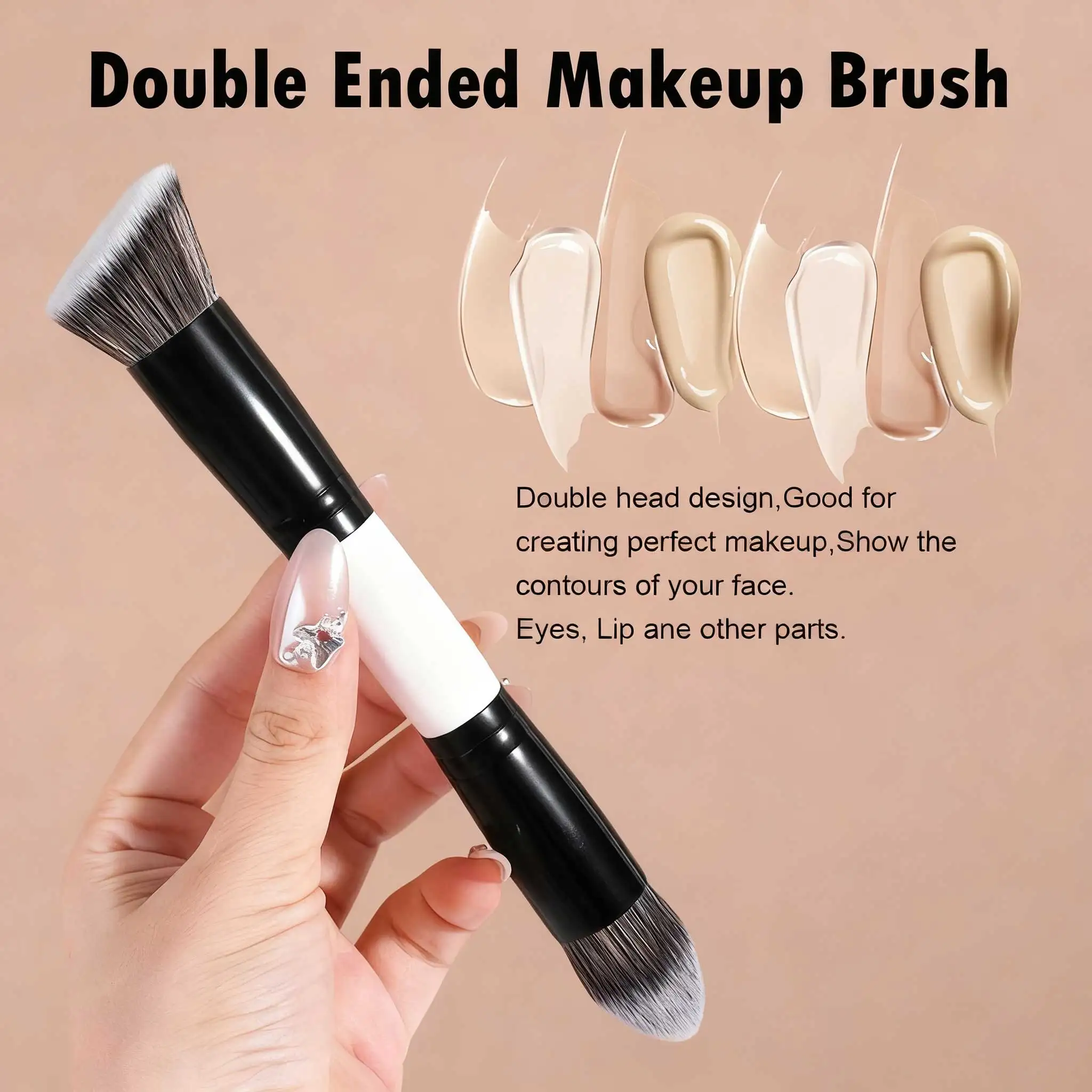 Conjunto de pincéis de maquiagem 5 pçs pincéis de maquiagem dupla face fundação triângulo contorno blush destaque mistura escova de sobrancelha sombra b