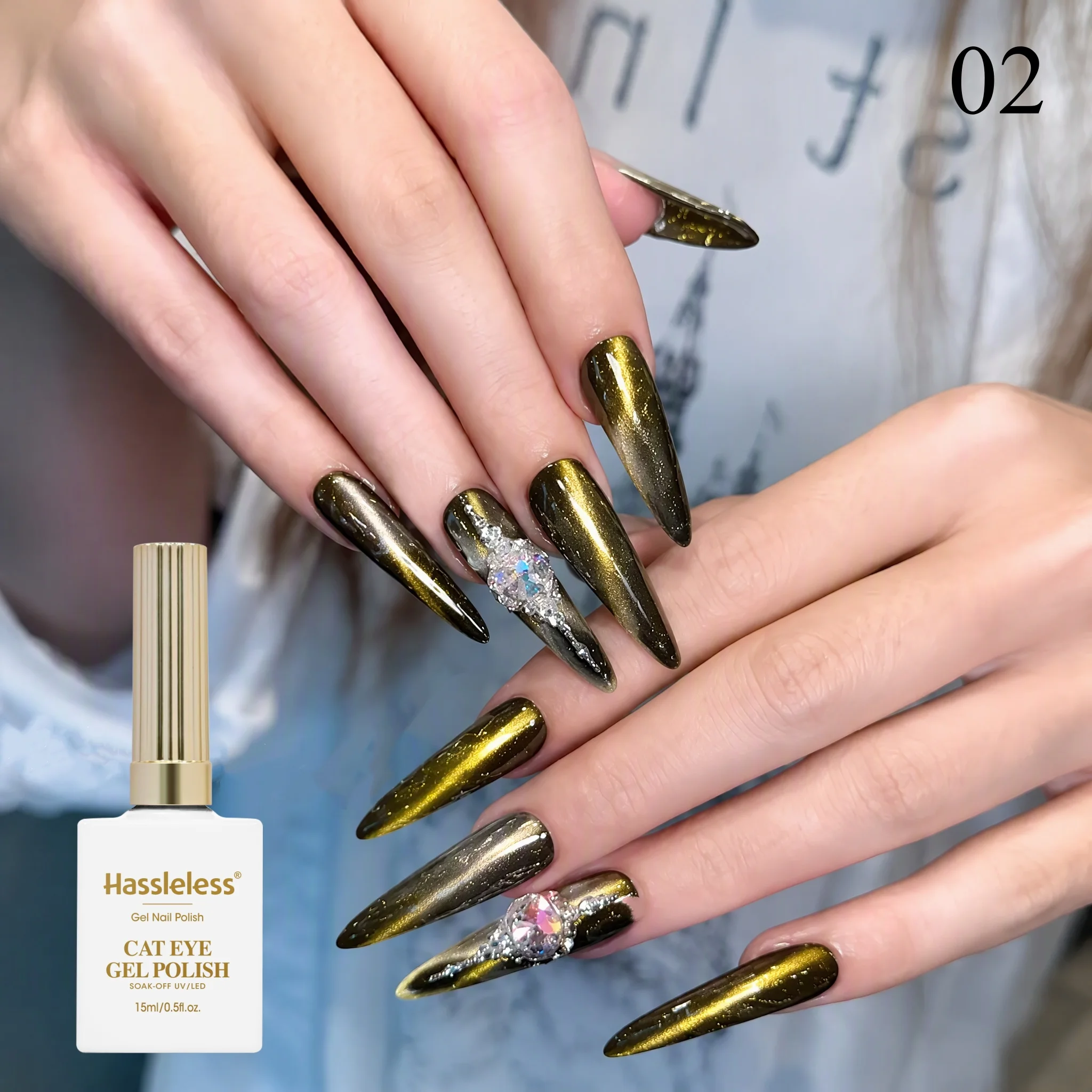 Nail Art One Stroke - Hassleless Peacock Cat Eye Gel Polish,