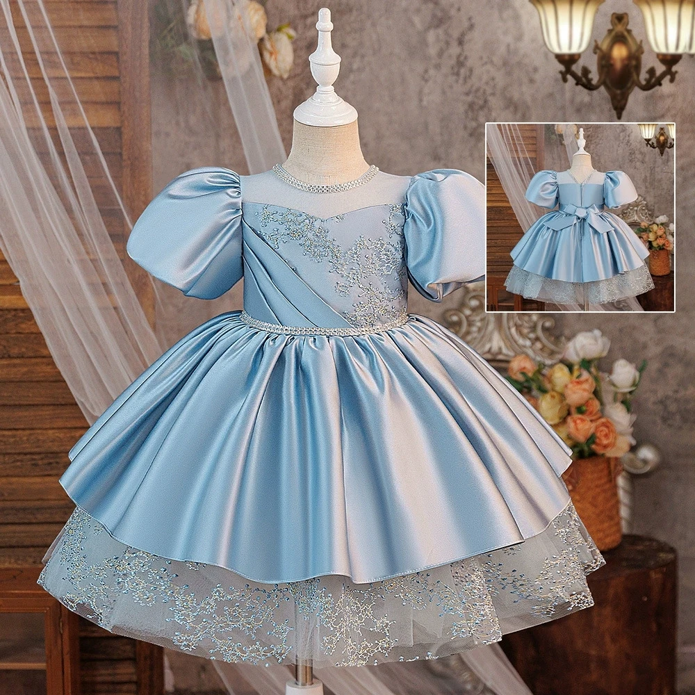 

Элегантное платье для девочек на вечеринку, свадьбу, выпускной, день рождения, для подружек невесты, модное, с оборками, в стиле принцессы, детская одежда