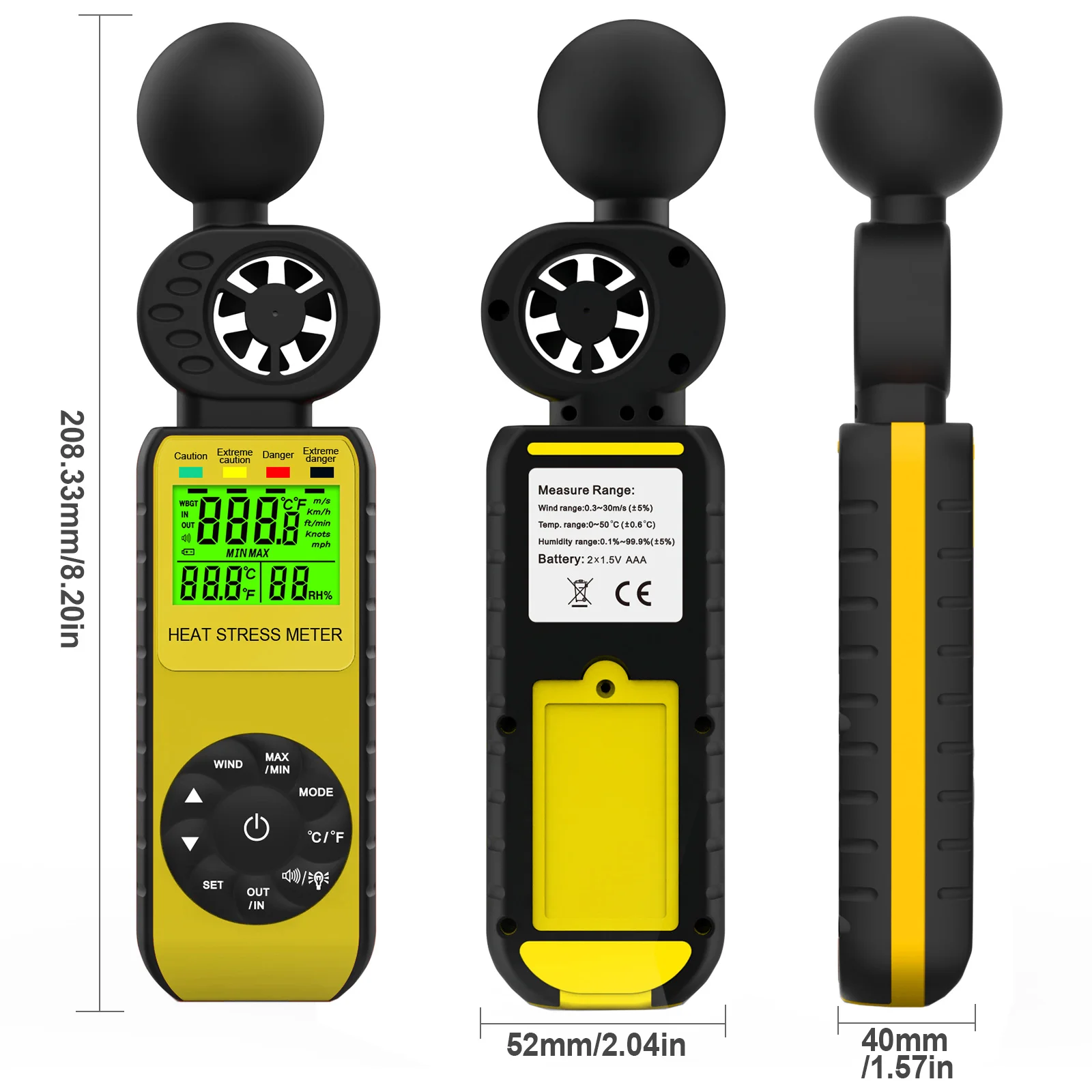 BTMETER BT-881W Air Anemometer RPM Meter Wind Digital Tachometer Handheld 4 In 1 Wind Speed Meter With Humidity Temperature Test