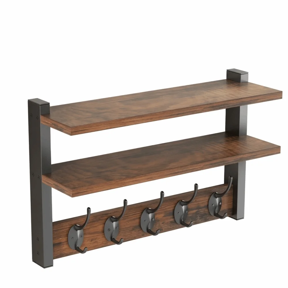 Solid Wood Wall-Mounted Floating Storage Shelf Decorative Display Shelf Wall-Hanging Structure Multifunctional Organizer