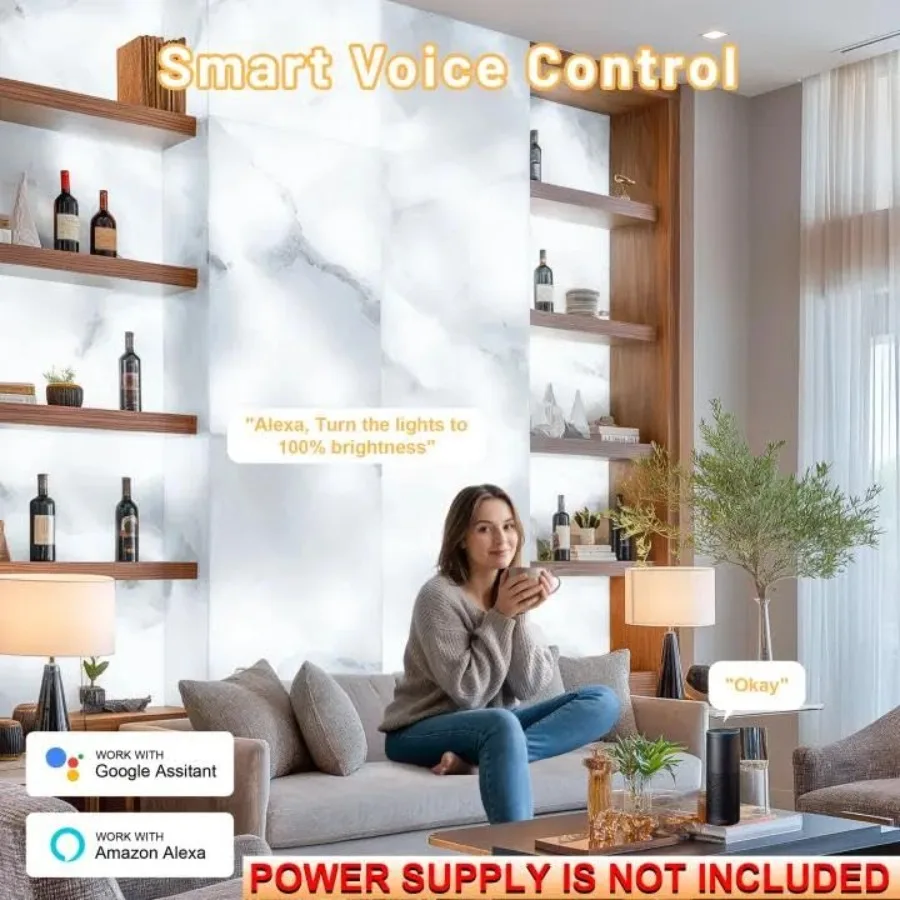 LED Backlight Sheet, 24V 36W 6000K White Flexible Led Panel Lights with Alexa and APP Remote Control Dimmable Backlit Light 19.