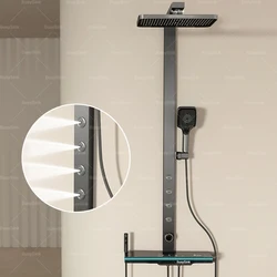 LED Digital Piano Shower Set Gray For Bathroom White Smart Tub Faucet Waterfall Shower System Rain Shower System