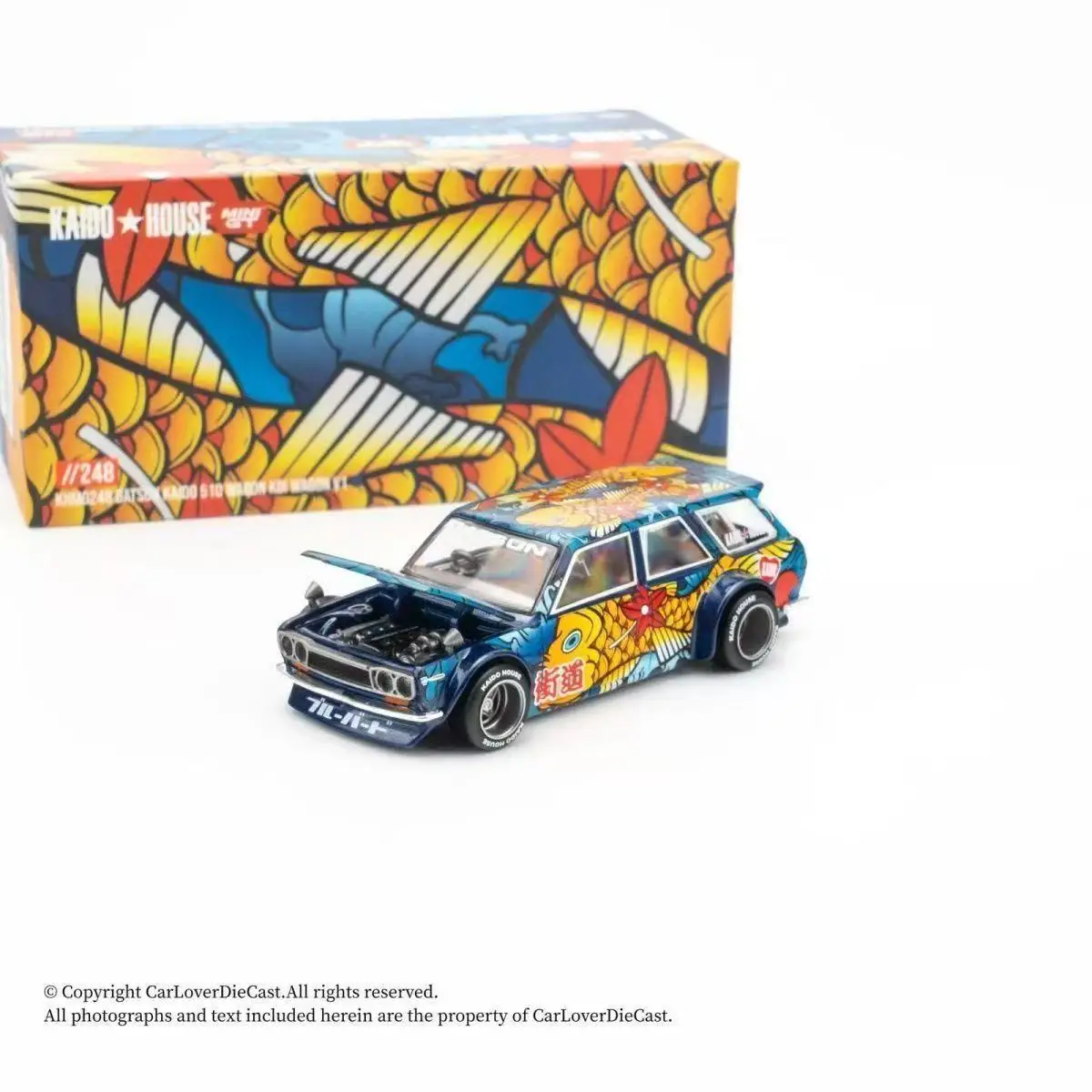 Diecast Kaido MINIGT 1:64 Scale Datsun 510 Waggon Koi Alloy Car Model