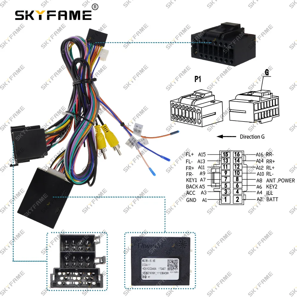 SKYFAME 16Pin Adapter wiązki przewodów samochodowych z dekoderem skrzynki Canbus dla Great Wall Haval H1 2016-2018 Android Radio kabel zasilający