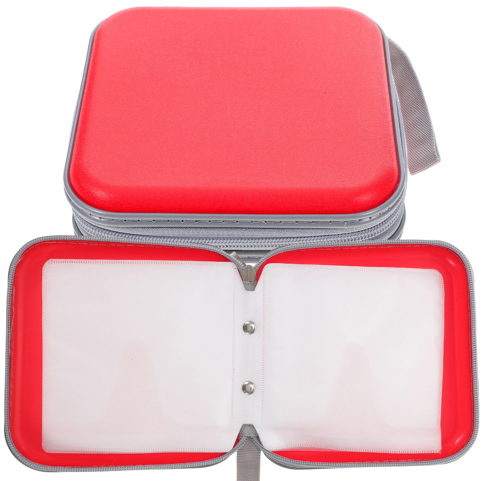 

2Pcs CD/DVD Storage Bag Wallet Cases Car Album Holder Red Organizer Plastic 40CDs Zipper Closure Dust Moisture Scratch