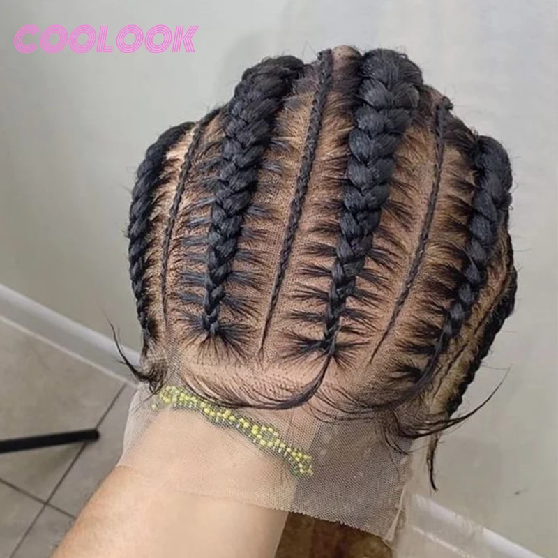 

36" Full Lace Front Wig Cornrow Braided Wigs Knotless Box Braid Wigs With Baby Hair Synthetic Braids Lace Frontal Wigs For Women