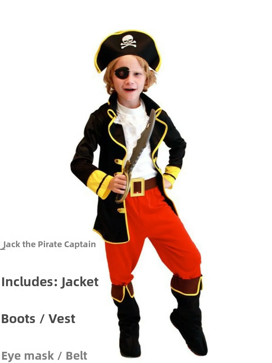 زي أداء جديد للهالوين، زي القرصان جاك الكاريبي، ملابس أداء للأطفال، أزياء مسرحية عرقية للنساء