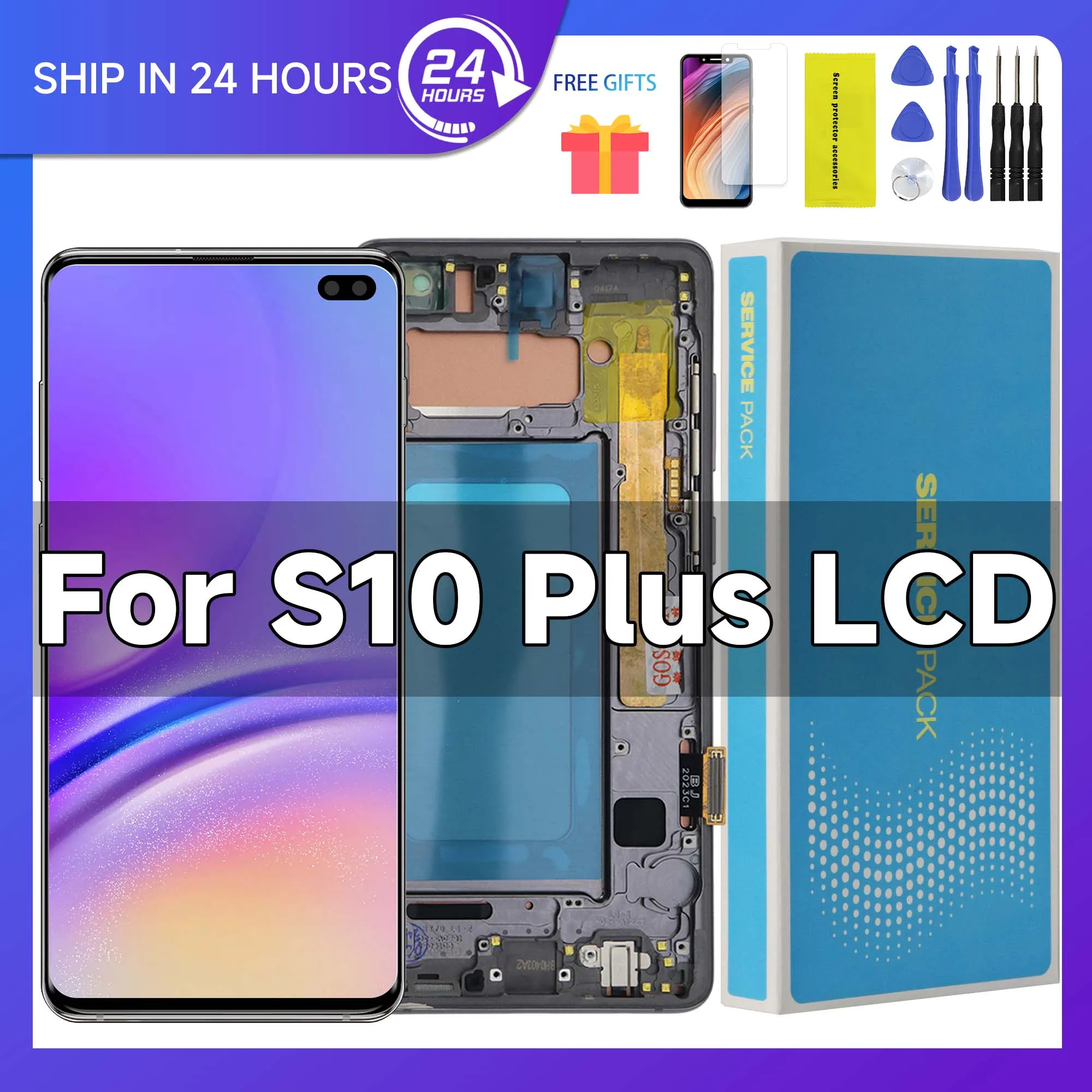 s10-plus-for-samsung-64''tested-s10-g975f-g975u-g975w-g975-lcd-display-touch-screen-digitizer-assembly-replacement