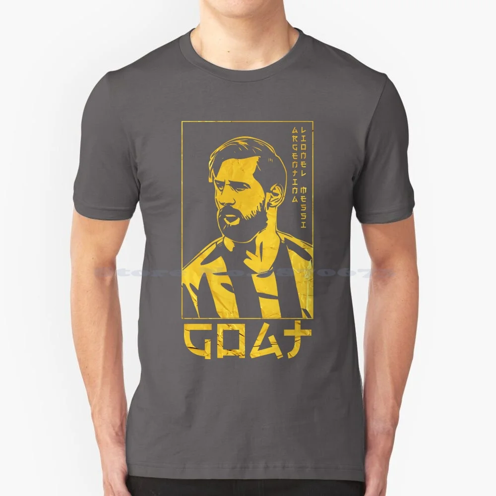 Lionel Golden Style Portrait Art Illustration T Shirt 100% Cotton Tee The Goat La Pulga Leo Lionel Portrait Illustration Vector