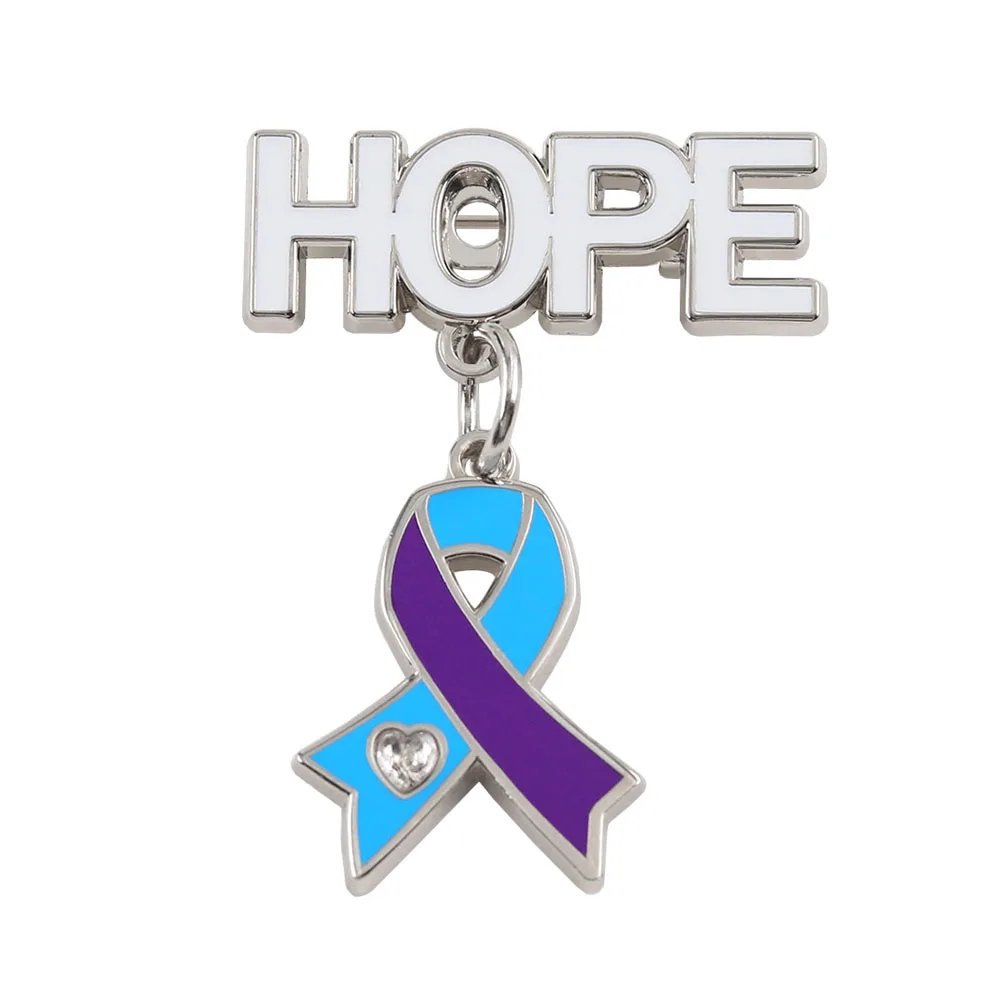 Blaulila Zweifarbige Brosche, Selbstmordprävention, HOPE Wohltätigkeitsabzeichen, Pin zur Förderung der psychischen Gesundheit, Dekoration – Detail 1