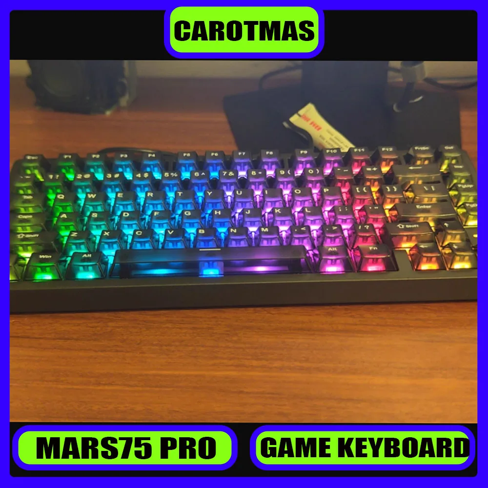 

Клавиатура Carotmas Mars75 Pro с магнитным переключателем Rt0.001mm 8K с низкой задержкой Argb 0,125MS Эргономичная точная игровая клавиатура на заказ