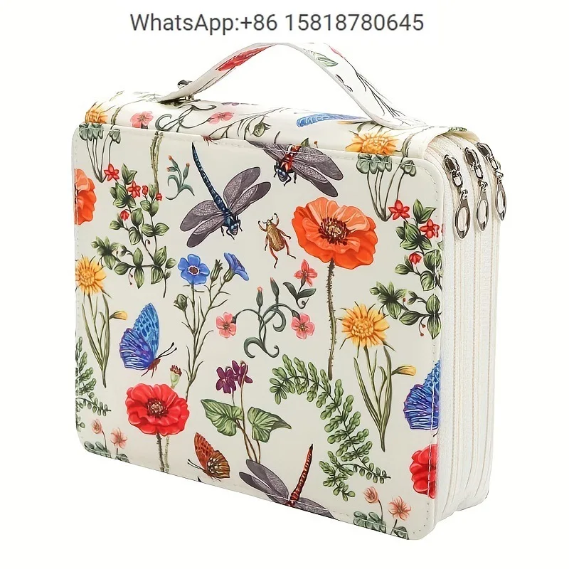 124 hole multi-color large capacity color pen pencil zipper three-layer pen bag brush storage bag