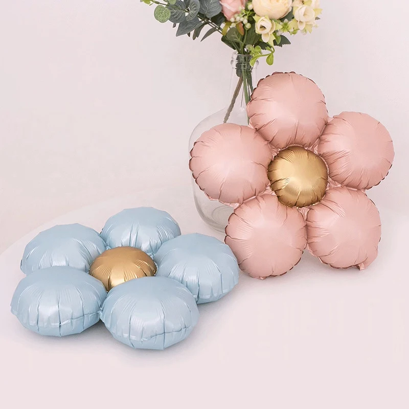 Balon Film Aluminium Bunga Matte Balon Pesta Pernikahan Ulang Tahun Pertama Bayi Perlengkapan Baby Shower Anak Laki-laki Perempuan Balon Balon Mainan