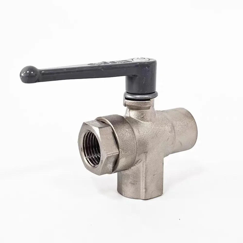 Three position three way right angle manual ball valve for pipeline fluid control system