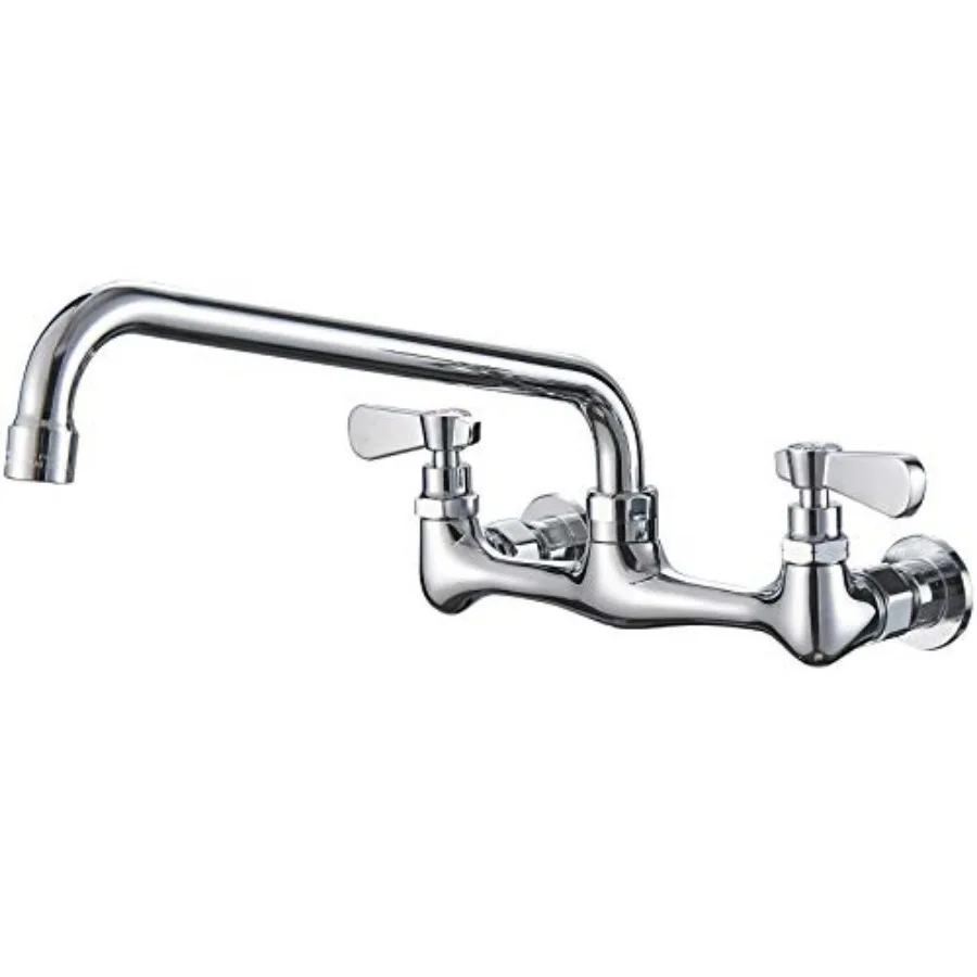 

Kitchen Faucet Wall Mount Swivel " Center 2-Handle Commercial Sink Faucet Mixer Tap Polish Utility Faucet