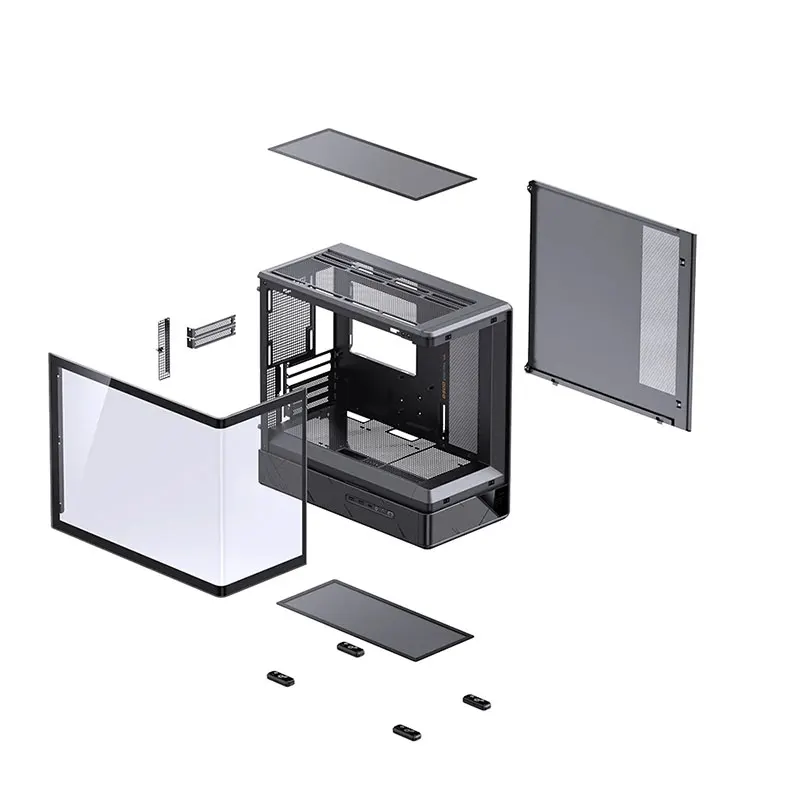 D200 Mid-Tower Gaming PC Case Mini Style USB Front Ports Cooling Fans Aluminium Alloy-SPCC Metal Materials Case