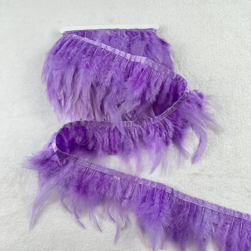 Großhandel 10 mt/los Natürliche Braun Rot Schwarz Huhn Hahn Hahn Schwanz Feder Fringe feder trimmen für Kleidung Dekorationen – Detail 2