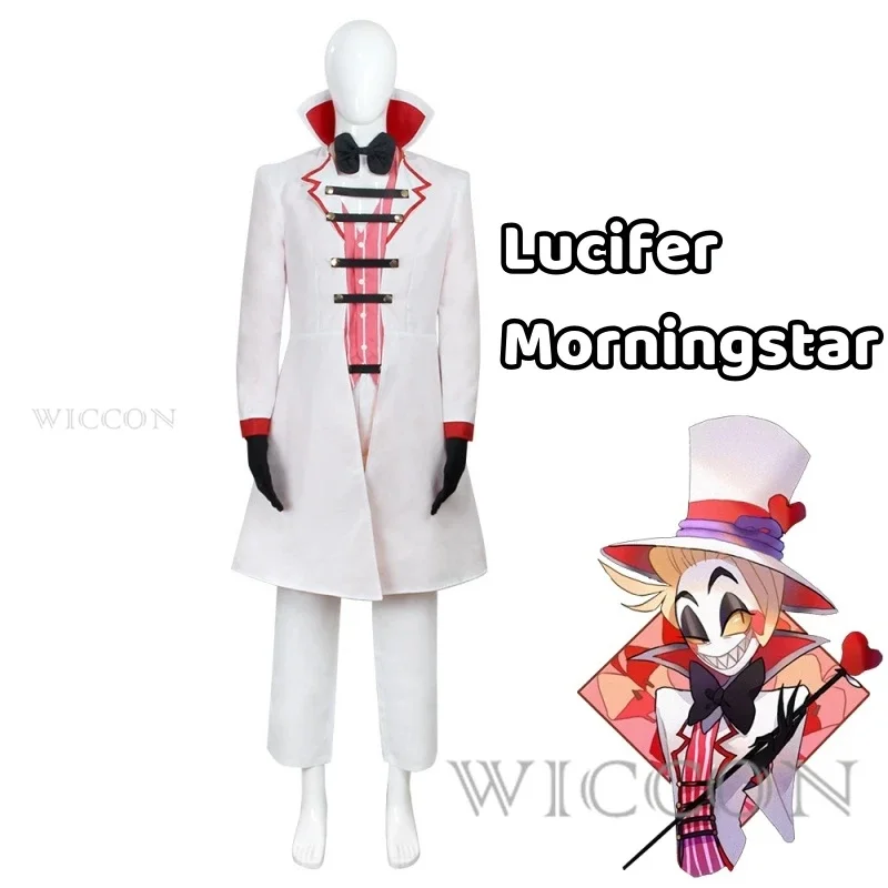 Lucifer Morningstar Cosplay Costume Clothes Uniform Cosplay White Suit Unisex Performance Dress Suit Halloween Party Set Lucifer