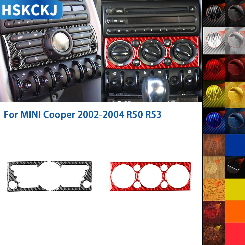 For MINI Cooper 2002-2004 R50 R53 Accessories Carbon Fiber Car Interior Central Control Air Condition Panel Cover Trim Sticker