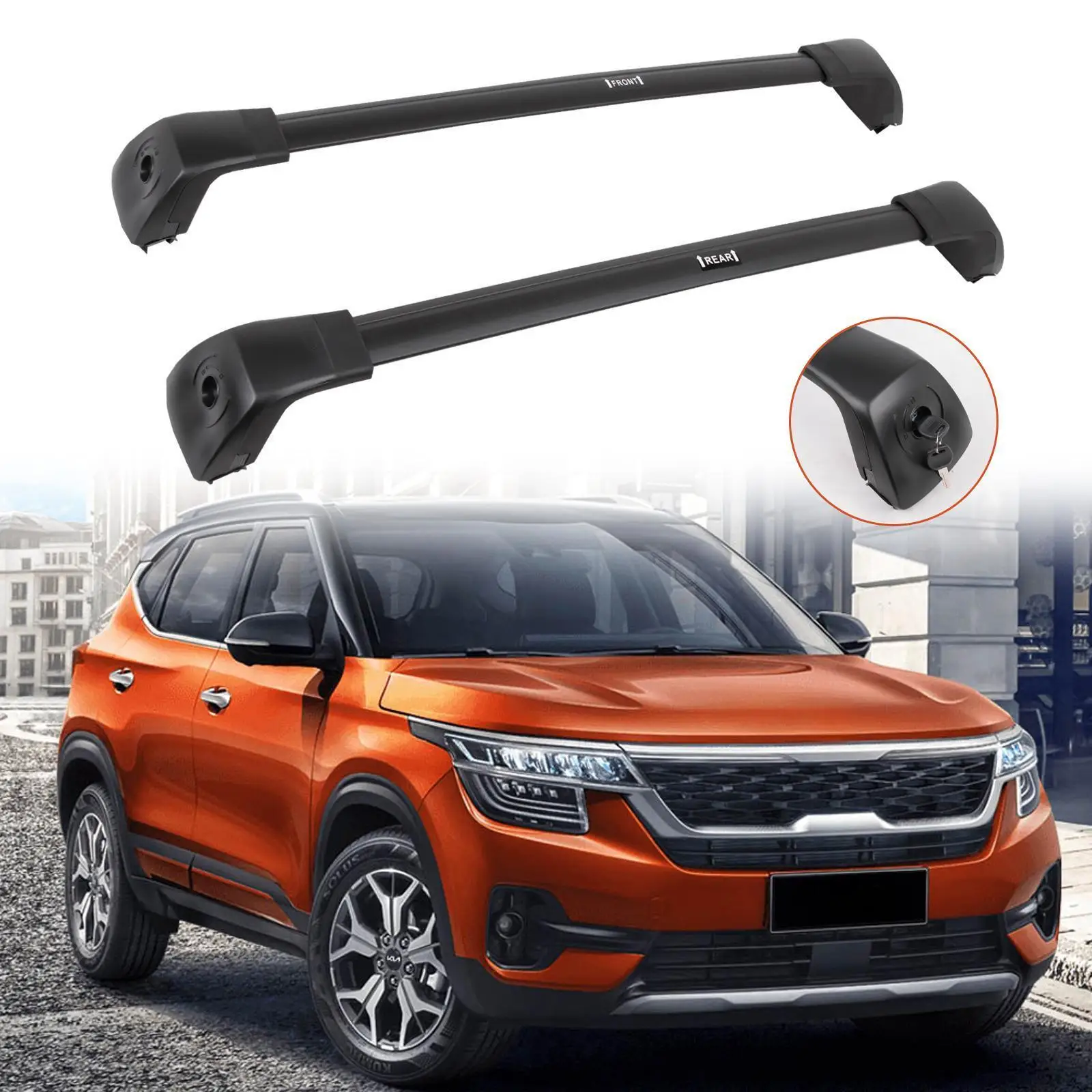

2pcs Lockable Cross Bar For Kia Seltos KX3 2021-2025 Roof Rack Cargo Carrier