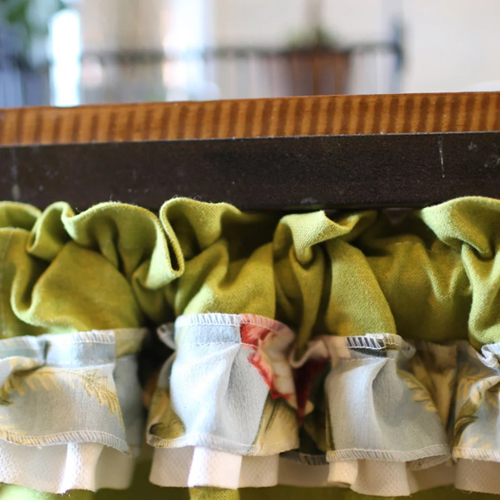 

1Pcs 146x75cm Ruffled Half Curtain for Window Kitchen Cabinet Door Small Curtains with Tassels Bowknot Bedroom Decor