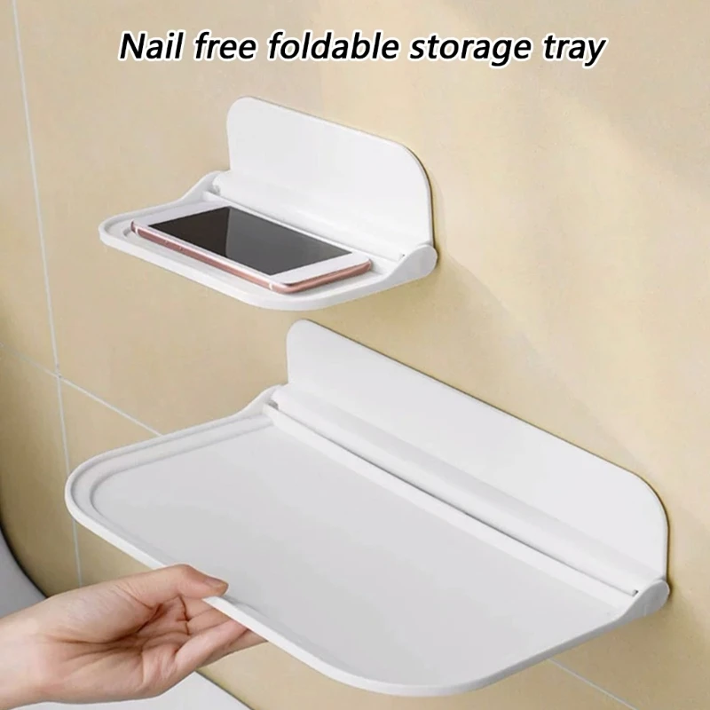 

H3CE Многофункциональная складная полка с гнездом для держателя телефона, настенная полка с регулируемой высотой, инструмент для