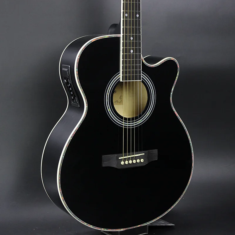 

Cheap China Electric Guitar 40 Inch White Acoustic Guitar With 4 Band EQ Pickup