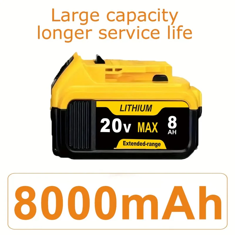 20V 8.0Ah Battery Replace for Dewalt 20V Battery DCB200 DCB206 DCB207 DCB204 DCB203 DCB201 DCB208 DCB180 DCD/DCF/DCG/DCS Series