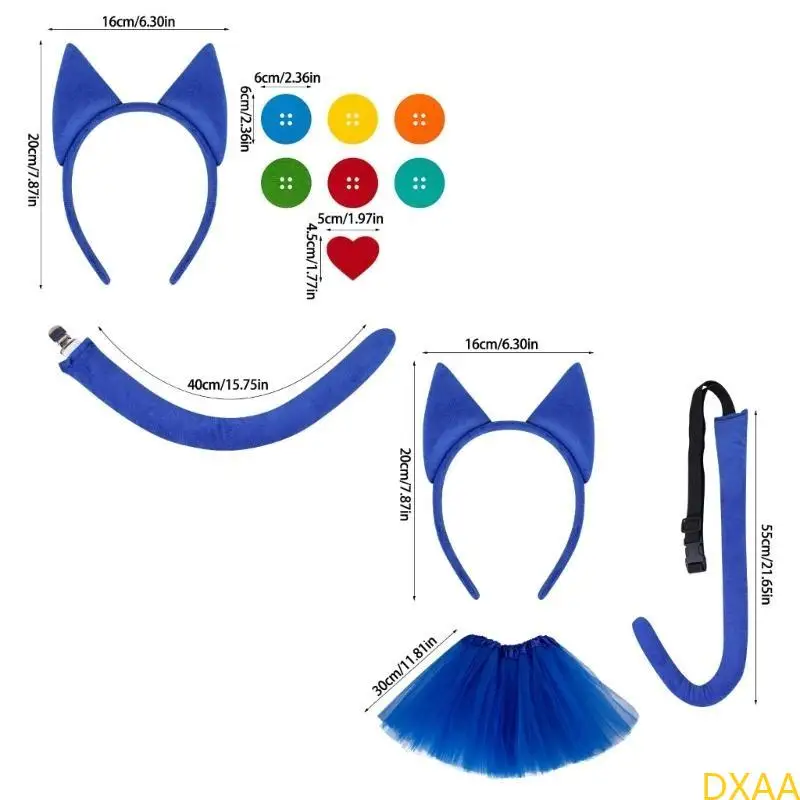 DXAA mèo vai trò chơi trang phục Phụ kiện Mèo Tail Tail Halloween Cosplay Phụ kiện cho trẻ Cosplay Halloween dành cho trẻ
