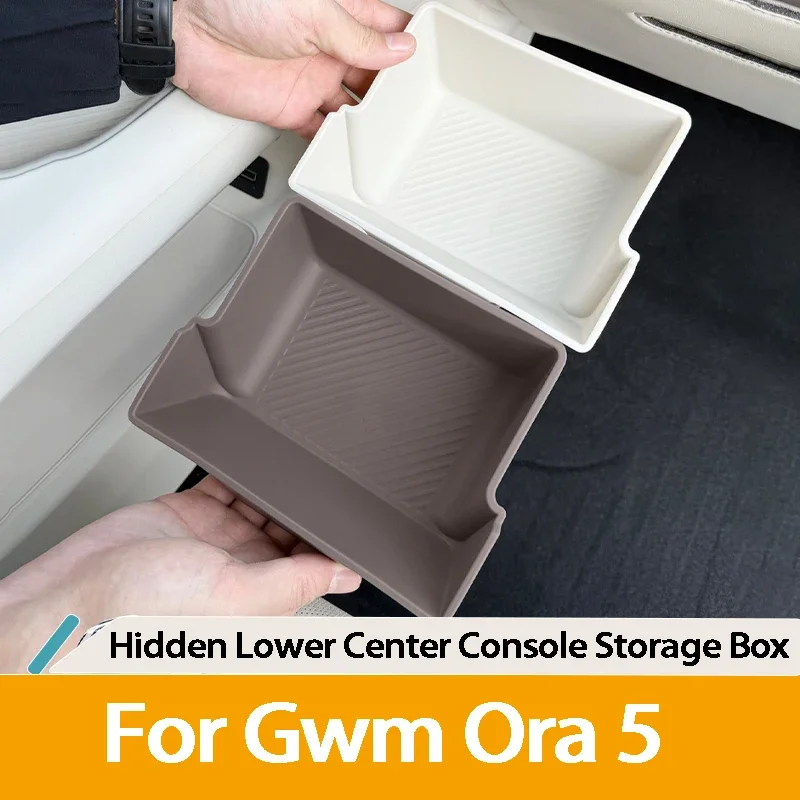For GWM ORA 5 2026 Hidden Storage Box Under Center Console Privacy Drawer Under Armrest Organizer Interior Accessories