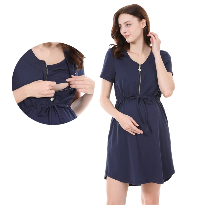 

Plus Size Loose Casual Pregnant Women Dress Maternity Clothes Breastfeeding Dresses Cotton Motherhood Postpartum Nursing Dress