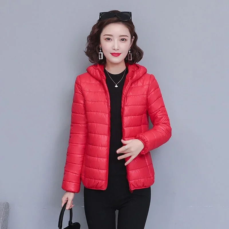 Cropped Thick Padding Feather Zip-up Quilted Padded Female Coats Short Hoodie Lightweight Puffer Women\'s Jacket High Quality Hot