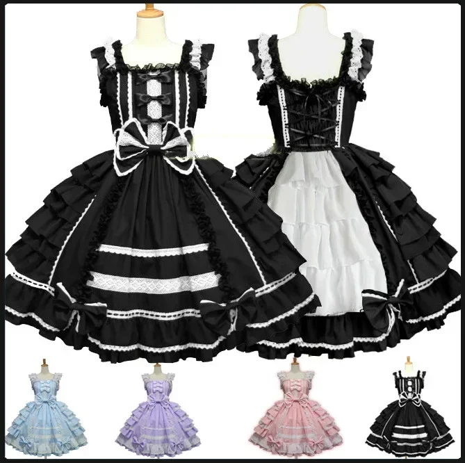 6 tipi di abito da principessa per ragazza, abito da Lolita gotico vittoriano di Halloween, costume cosplay, abito da cameriera per feste da donna a strati